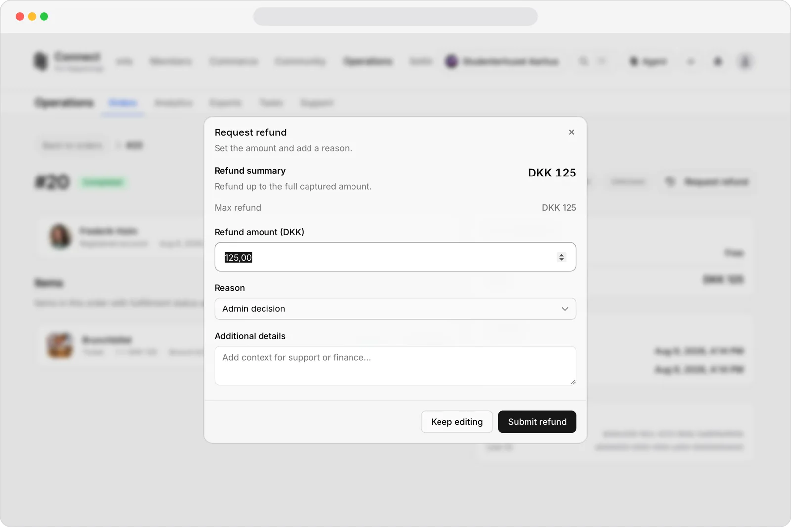 Request the refund