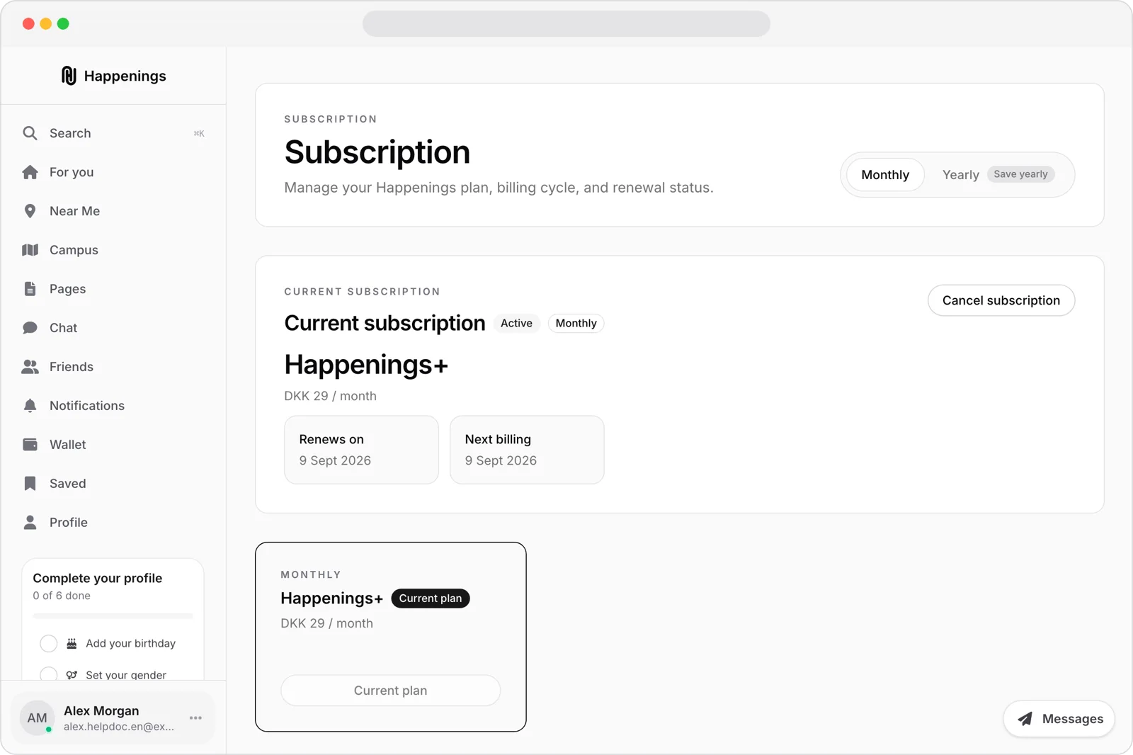 Review your subscription