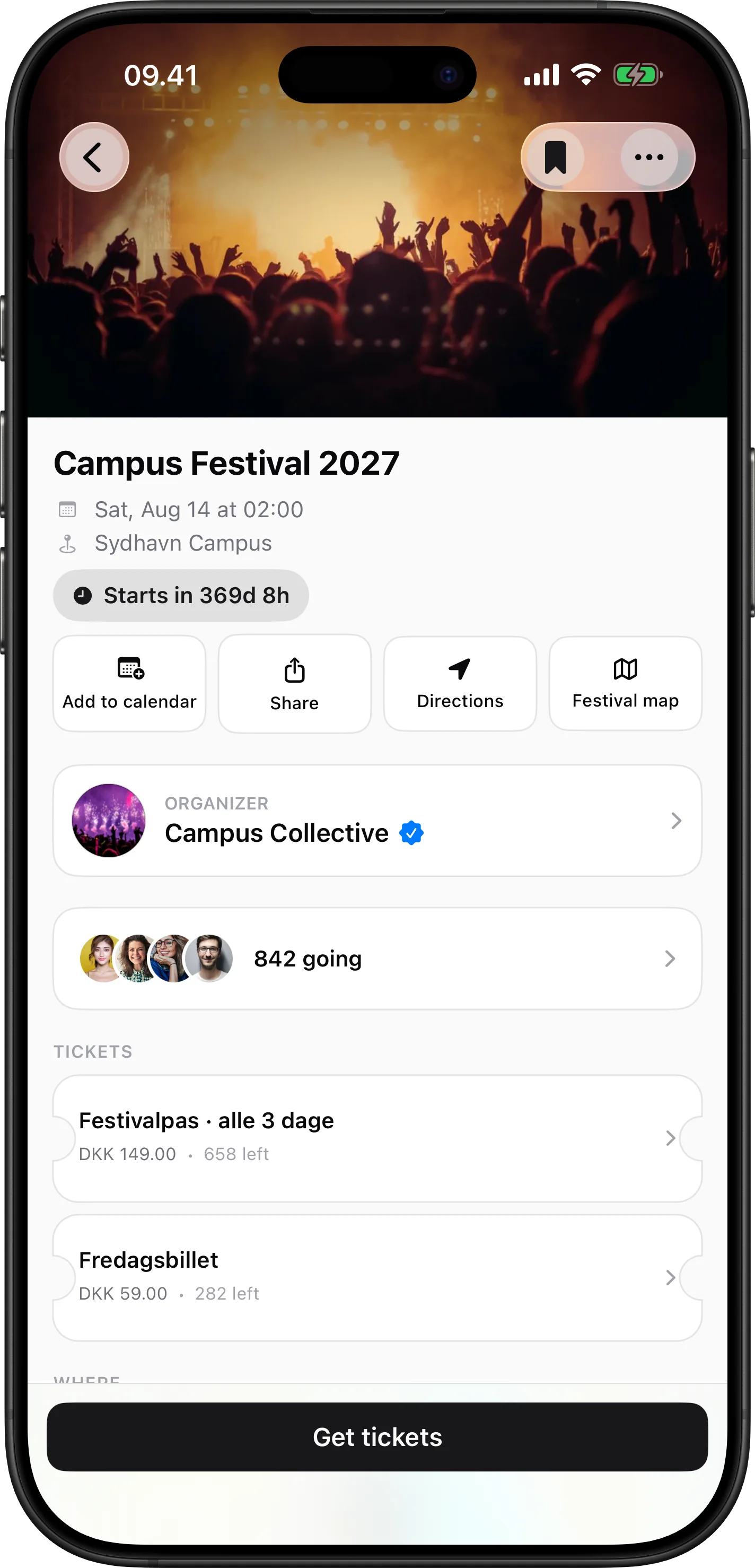 Open the ticket options